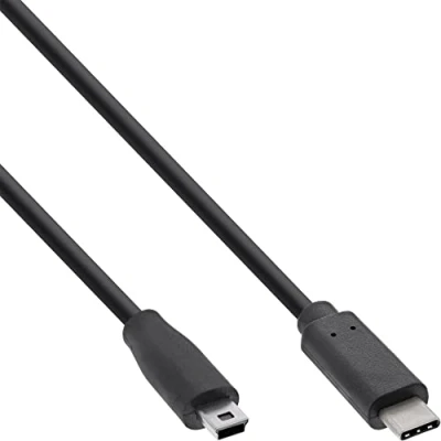 Bild av InLine 35754 USB 2.0 kabel, Type C kontakt till Mini B (5 pol.), svart, 1,5 m
