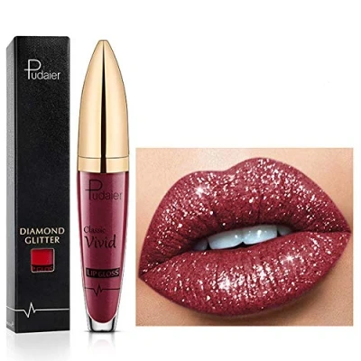 Bild av 18 färger Diamond Glitter Lipgloss Lipstick flytande läppstift matt glans, läppglans långvarig non stick slät och bekväm (16)