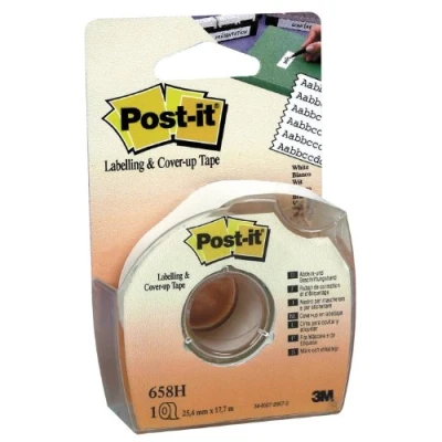 Bild av Post it cover up och märkningstejp 6 linjer bredd vit 25,4 mm x 17,7 m 1 rulle/dispenser dispenser/förpackning
