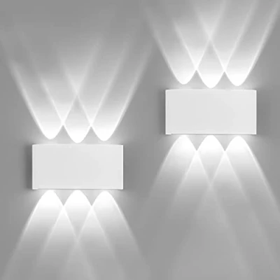 Bild av FUPE 2 pack Utomhus/inomhus LED vägglampa utomhus 12 W 1 200 lm ip65 modern vattentät aluminium upp och ner spotlight (vit 6 500 k kallt ljus)
