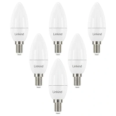 Bild av Linkind E14 LED glödlampa, 7 W dagsljus små Edison skruv ljuslampor, 60 ekvivalent 860 lumen, 5 000 K, C35/B35 SES glödlampor, icke dimbar, 6 pack