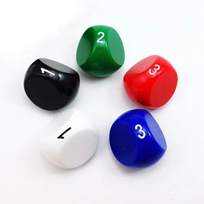 Bild av Bescon Polyhedral tärning 3 sidig speltärning, D3 tärning, kub, 5 blandade ogenomskinliga färger