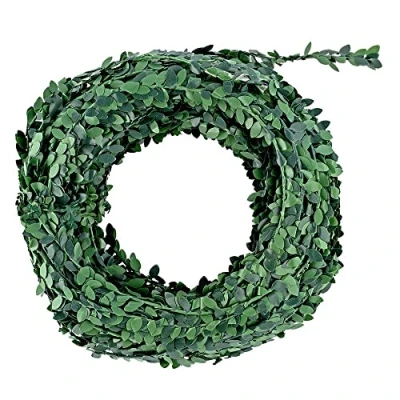 Bild av Idéer med hjärta dekorativ krans buktträd konstgjord 30 m lång trådförstärkning grön perfekt som bordsdekoration eller för blomarrangemang