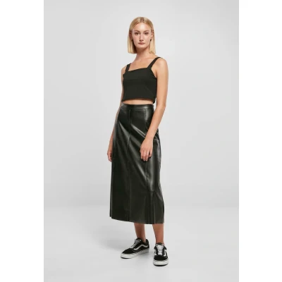 Bild av Urban Classics Ladies Midi kjol i syntetiskt läder, damkjol av konstläder, finns färgen svart, storlekar XS 5XL,