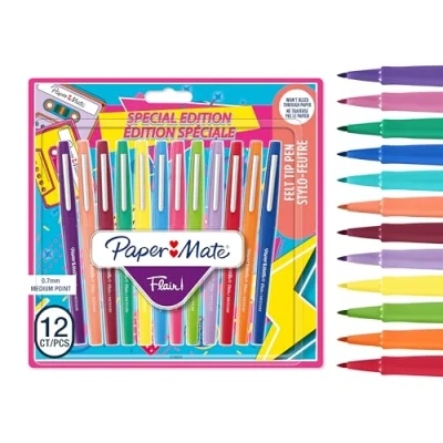Bild av Paper Mate Flair filtspetspennor Mediumspets (0,7 mm) Retrofärger 12 stycken