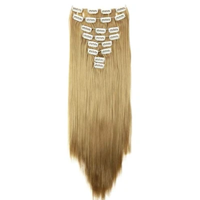 Bild av CAISHA XXL 50cm 8 delar set CLIP IN EXTENSIONS Hårförlängning Hårstycke Rak Mörkblond CES106