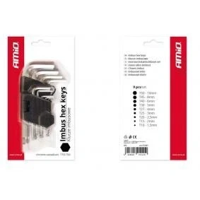 Bild av AMiO 01041 Ensemble de tournevis coudés T10,T15,T20,T25,T27, T30,T40,T45,T50 Acier chrome vanadium 9