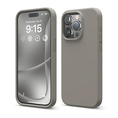 Bild av Elago Flytande silikonfodral kompatibelt med iPhone 15 Pro fodral, premiumsilikon, heltäckande skyddsfodral [4 lagers stötsäker struktur mjukt mikrofiberfoder
