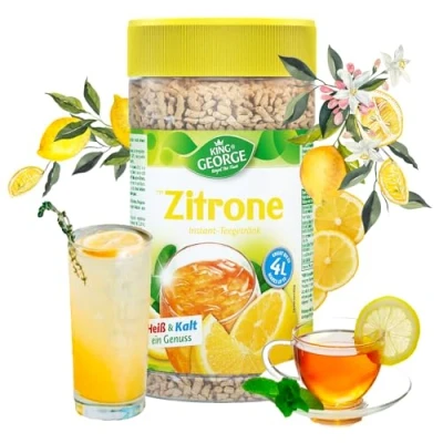 Bild av KING GEORGE Royal Tea Time, citron omedelbar dryck 6 x 400 g, varmt och kallt en njutning, te med citronsmak, resulterar i upp till 4 l, svart teextrakt