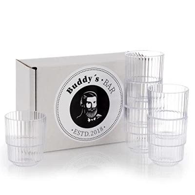 Bild av Buddy&#039;s Bar Set of 6, High Quality 0.15 Litre Tritan Plastic Drinking Glass, BPA Free, Stackable, Shatterproof Reusable Glass Jars, Dishwasher Safe, 150 ml