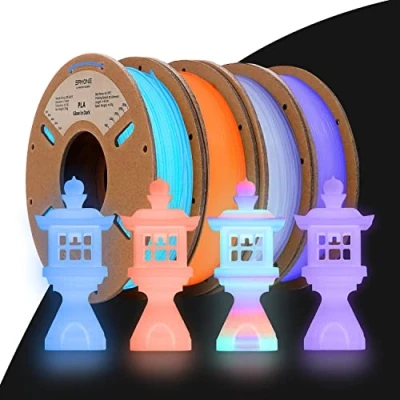 Bild av ERYONE PLA filament Glow in the Dark 1,75 mm, 3D skrivare, med skrivare 250 g spolar i 4 färger, flerfärgad/lila/orange/röd/blå