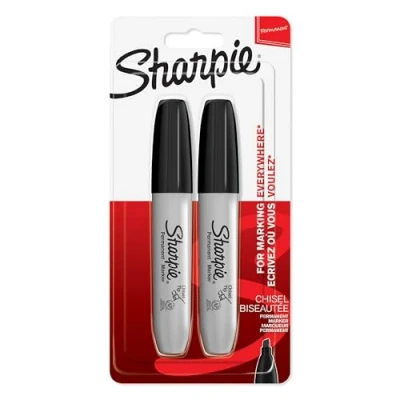 Bild av Sharpie Chisel permanent märkpenna Snedskuren spets Svart 2 stycken