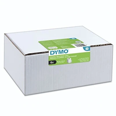 Bild av Stora DYMO LW originalfraktetiketter/ namnetiketter 54 mm x 101 6 rullar med 220 etiketter en baksida som lätt kan dras av (1 320 totalt) Självhäftande För LabelWriter etikettskrivare