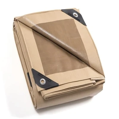 Bild av GUARD SHIELD presenning med öljetter, vattentät 4 m x beige/kaki 160 g/㎡ skyddspresenning universellt presenning, slitstark, UV stabiliserad, mögelresistent