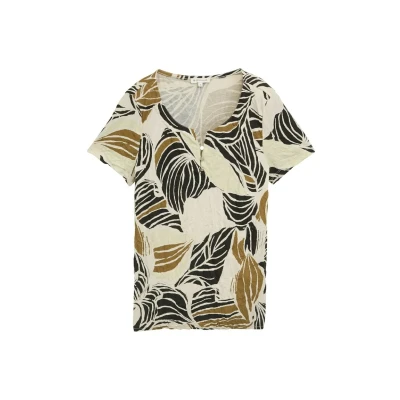 Bild av TOM Tailor Crinkle MIT Muster Tshirt med print, Storlek: Large, Neutral cut leaves design