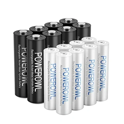 Bild av POWEROWL 8 pack AA och AAA uppladdningsbara batterier förladdade, hög kapacitet 2800 mAh 1 000 1,2 V NiMH batteri