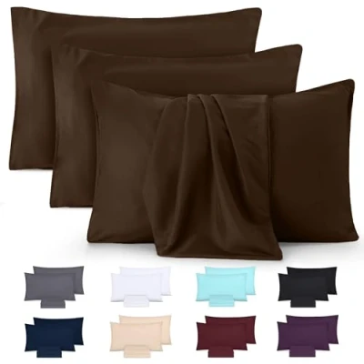Bild av Utopia Bedding Standard Pillowcase (Pack of 4) Easy Care Soft Brushed Microfiber Fabric Shrinkage and Fade Resistant (50 x 75 cm, Beige) (Brown, 50 cm)