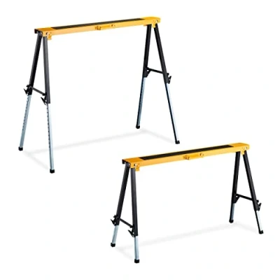 Bild av Relaxdays Arbetsbock, set om 2, HBT: 91,5 x 106 50 cm, höjdjusterbar, universell bock, bärhandtag, hopfällbar orange