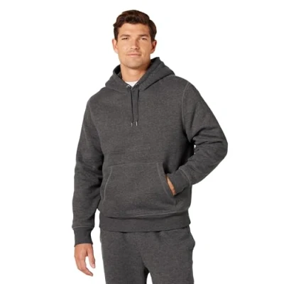 Bild av Amazon Essentials mäns Sherpa fodrad pullover huvtröja sweatshirt, mörkgrå ljung, X Large