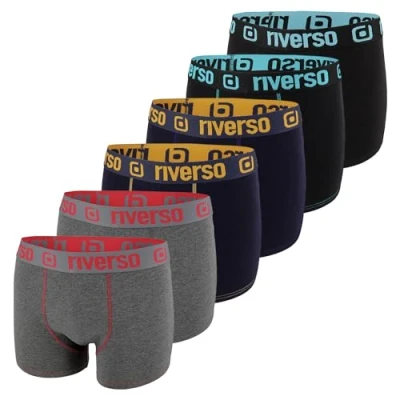 Bild av riverso Boxershorts för män, RIVOle, 6 pack, kalsonger, retroshorts, set, boxershorts, stretch, svart, grå, blå, vit, grön, röd, orange, gul, S, M, L, XL, XXL, 3XL, Färgblandning 11 (Rvs1bcx6pk11m), S
