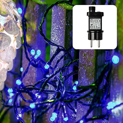 Bild av hellum LED ljuskedja utomhus med timer I 7,9 m 80 blå ljusslinga strömdriven kontakt julgransbelysning kabel grön 577358