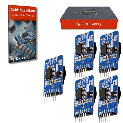 Bild av AZDelivery 5 x Realtidsklocka RTC DS3231 I2C kompatibel med Arduino och Raspberry Pi inklusive en E Book!