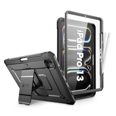 Bild av SUPCASE Fodral för iPad Pro 13 tums M4 2024 7:e Generationen med Pennhållare, [med Skärmskydd och Stativ] Robust Helkroppsfodral (Svart)