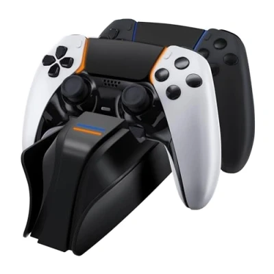 Bild av Snakebyte PS5 TWIN:CHARGE 5 PlayStation charging station for DualSense controller, charger kit 2 wireless controllers including Type C cable, LED charge status display, design, Black