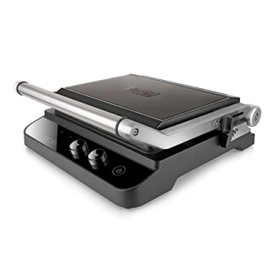Bild av Black+Decker BXGR2000E kontaktgrill 2 000 W i 1: Släta plattor och grillar, bredder av kött, fisk, grönsaker, 180 öppning, temperatur tidskontroll med LCD display