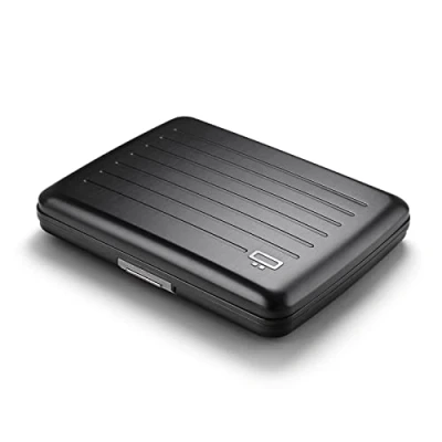 Bild av ÖGON DESIGNS Plånbok i aluminium, Smart Case V2, stort format, ID kort, körkort, dolt fack för delar, RFID skydd, kapacitet 10 Aluminium svart, Taille unique, Minimalistisk