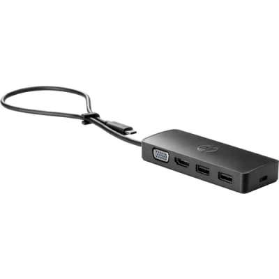 Bild av HP PC USB C Travel Hub G2 dockningsstation, VGA portar, HDMI, USB, vikt 70 gram, skalbar strömförsörjning med adaptrar på 45 W, 65 90 svart