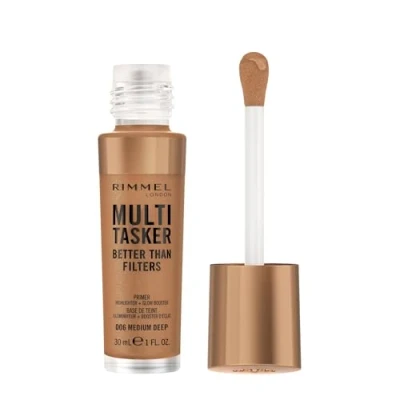 Bild av Rimmel Multi Tasker Better Than Filters, 3 i 1 hudprimer, ljusbooster och överstrykningspenna för en naturlig jämn glöd, infuserad med C vitaminer, vegan grymhetsfri, 006 medium djup