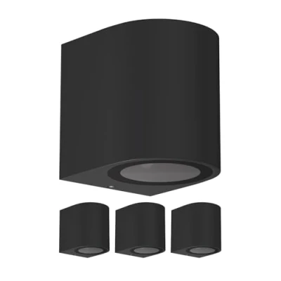 Bild av ledscom.de 4 st. vägglampa ALSE för utomhusbruk, IP54, downlight, svart matt, rund, 1x GU10 max. 35W
