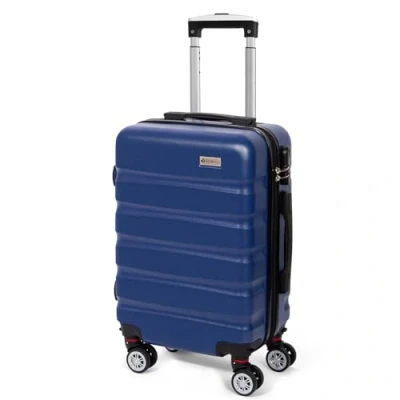 Bild av Todeco Styvt lätt ABS + PC handbagage med hårt skal, resväska, 4 dubbla hjul, Mörkblå, S (56cm 33L)
