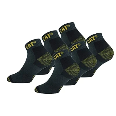 Bild av Caterpillar Premium Work Sneaker 6 par herr Strumpor för säkerhetsskor Dubbel förstärkning på tå och häl Utmärkt kvalitet bomullsfrottygarn (Antracit, 39 42)