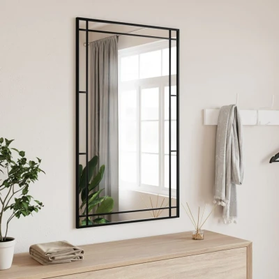 Bild av vidaXL Väggspegel svart 60x100 cm rektangulär järn, sminkspegel, badrumsspegel, väggmonterad spegel, sminkspeglar, väggspegel, dekorationsspegel