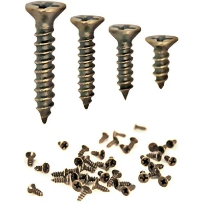 Bild av FUXXER® 100 x antika träskruvar, antik mässing brons, korsspår, korsskruvar, försänkta huvud, självskärande, set om (3 12 mm)
