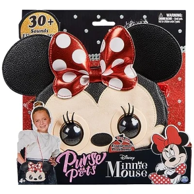 Bild av Handväska husdjur, Disney Mimmi Pigg interaktiv husdjursleksak och axelväska med över 30 ljud reaktioner, Cross body väska, barnleksaker för flickor