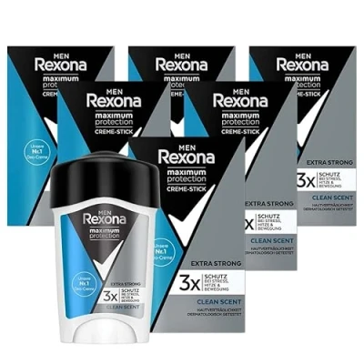 Bild av Rexona Män Maximum Protection Deodorant Cream Clean Scent Anti Perspirant med 3 x skydd vid stress, värme och rörelse 45 ml