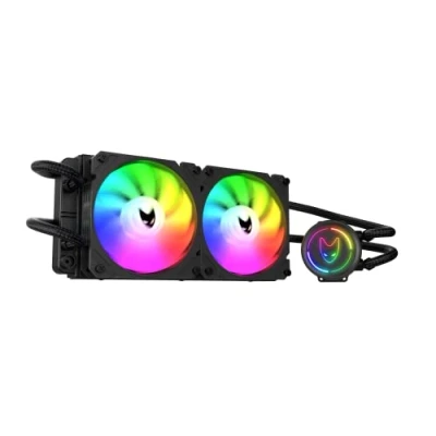Bild av Oversteel ZIRCON vätskekylning 240 mm RGB, 2x PWM 120 RGB fläkt, TDP 200 W, kompatibel med Intel och AMD AM4, svart färg