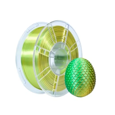 Bild av iBOSS PLA filament med 3D skrivare, 1,75 mm, tvåfärgad sidenfilament co extrudering, glänsande tryck 1 kg (2,2 pund), gulgrön