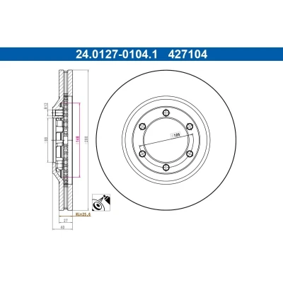 Bild av ATE Bromsskiva ISUZU: D Max II Pick up, 1 Pickup, 280,0mm 27,0mm 6 109,0mm ventilerad belagd 24.0127 0104.1 Bromsskivor