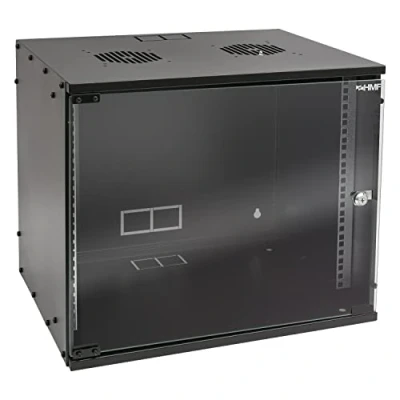 Bild av HMF 65709 02 nätverksskåp, serverskåp 19 tum 9 HE 400 mm djup glasdörr svart