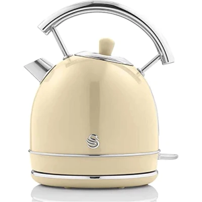 Bild av Retro Bouilloire, 1,8 L, Acier Inoxydable sans BPA, Résistance Cachée, Fil SWAN SK14630CNEU 3000W Crème 53739