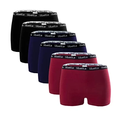 Bild av Libella® trosor boxershorts för kvinnor 6 pack hipsters underkläder set bomull 3407, 2 x svart/2 magenta/2 marinblå, M
