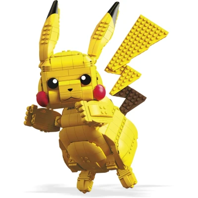 Bild av Pokemon Jumbo Pikachu lekset med byggleksaker, MEGA, 30 cm hög, ställbar, 825 klossar och delar, för flickor pojkar från 6 år, FVK81