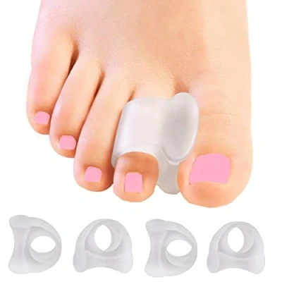 Bild av feifanshop tåsträckare 4 gel tåseparator för hallux valgus korrigering, överlappande tår transparent silikon