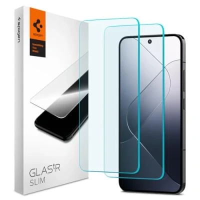 Bild av Spigen Glas.tR Slim Skärmskydd kompatibel med Xiaomi 14, 13, 2 Stycken, Kristallklart, Responsiv Touch, Case friendly, 9H härdat Glas