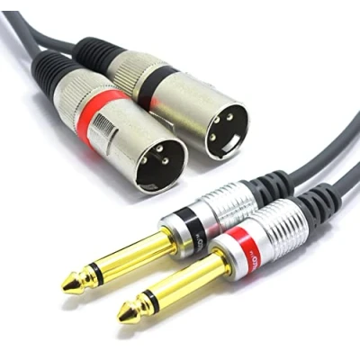 Bild av VITALCO 2 x XLR kontakt till 6,3 mm TS telekabel 3 m mikrofonkabel polig hane mono ljudadapter