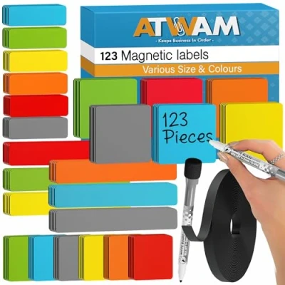 Bild av ATWAM 123 skrivbara magneter och tillbehör MEGA set Scrum &amp; Kanban magnetremsor kan skrivas för whiteboard, magnetvägg kylskåp